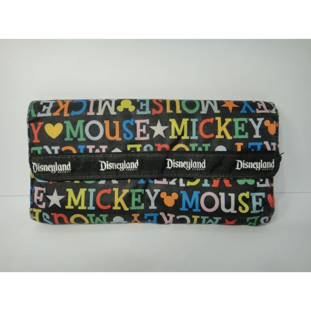 Disneyland Resort Mickey Mouse Trifold Wallet Multicolor Nylon Black Zipper Pull